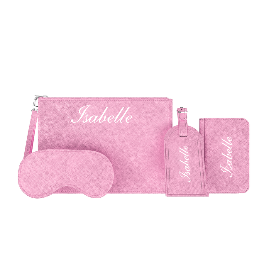 Reis accessoires gepersonaliseerd roze baggagelabel passpoort houder slaapmasker